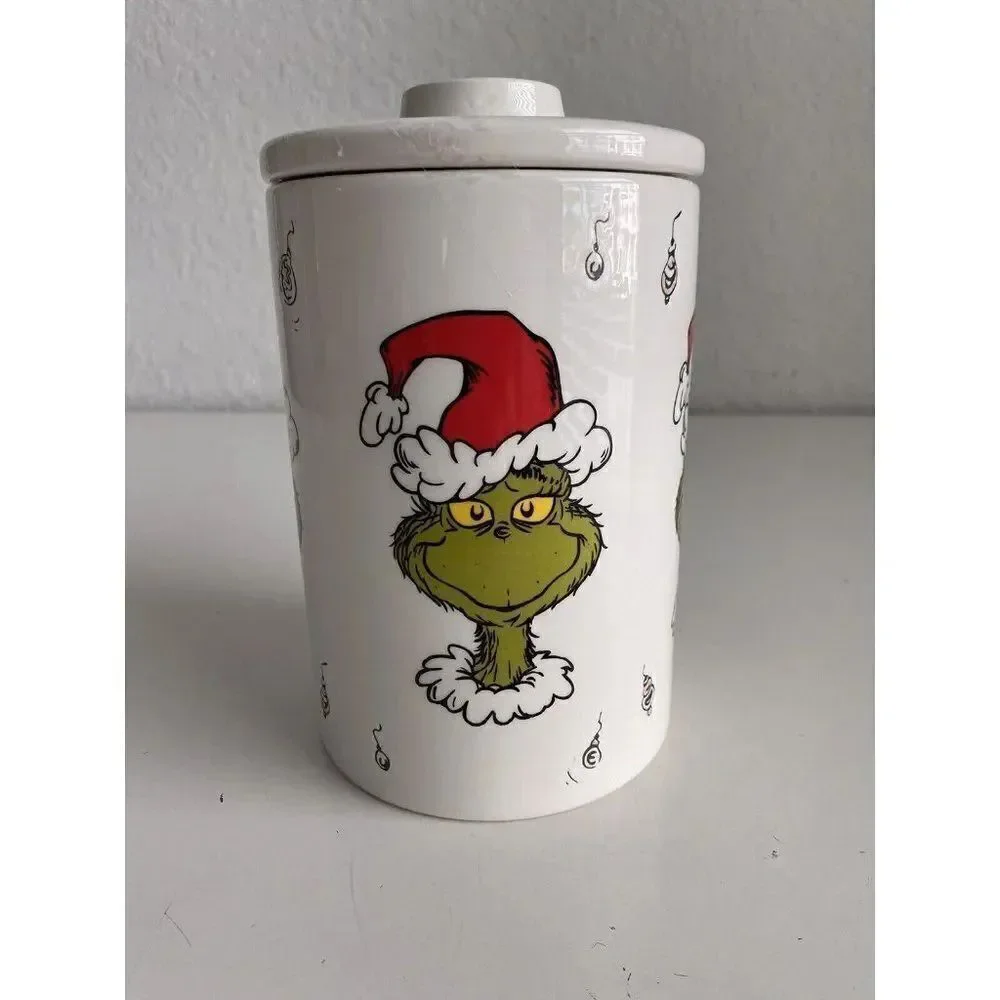 Dr. Seuss How the GRINCH Stole Christmas Ceramic Canister Cookie Jar Many Faces‎